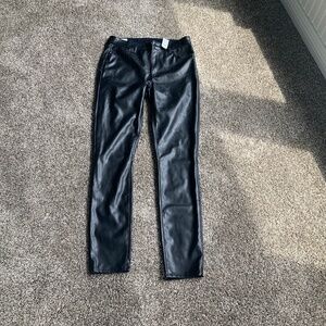 Gap Faux Leather Pants 10 Tall Skinny Mid-Rise